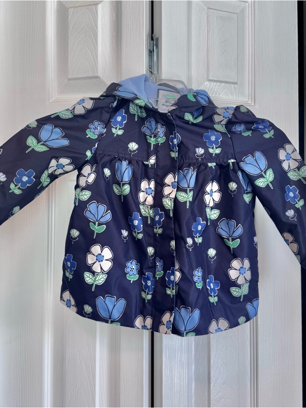 Gymboree Navy Blue Floral Flannel Lined Raincoat